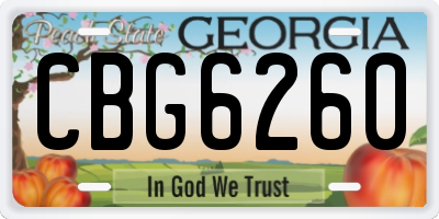 GA license plate CBG6260
