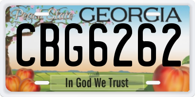 GA license plate CBG6262
