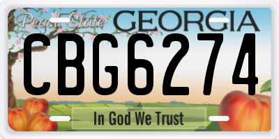 GA license plate CBG6274