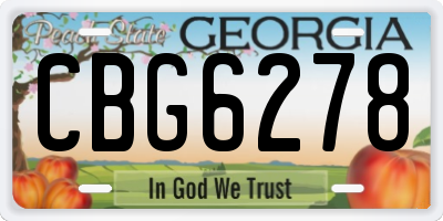 GA license plate CBG6278