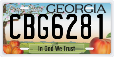 GA license plate CBG6281