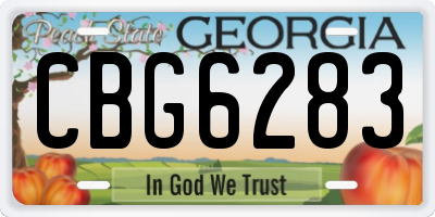 GA license plate CBG6283