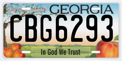 GA license plate CBG6293