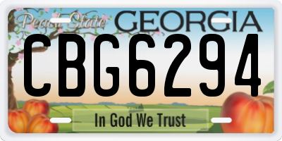 GA license plate CBG6294