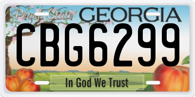GA license plate CBG6299