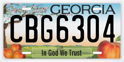 GA license plate CBG6304