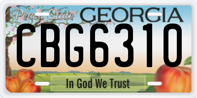GA license plate CBG6310