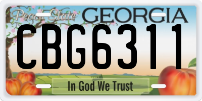 GA license plate CBG6311