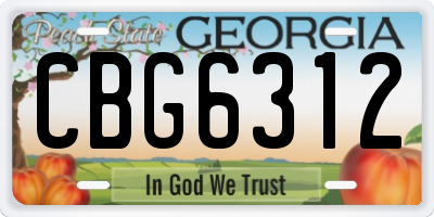 GA license plate CBG6312