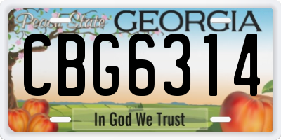 GA license plate CBG6314