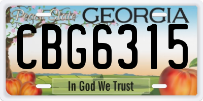 GA license plate CBG6315