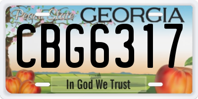 GA license plate CBG6317