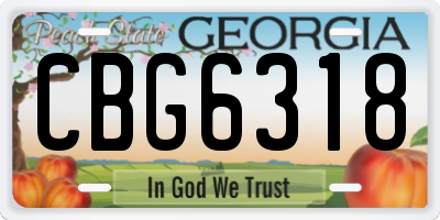 GA license plate CBG6318