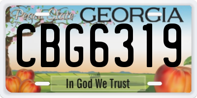 GA license plate CBG6319