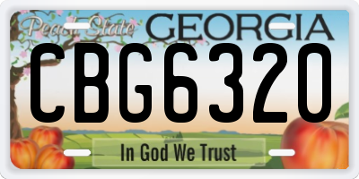 GA license plate CBG6320
