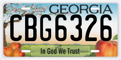 GA license plate CBG6326