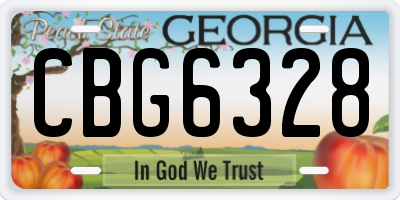 GA license plate CBG6328