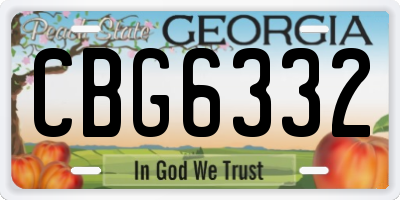 GA license plate CBG6332