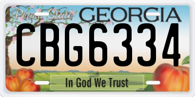 GA license plate CBG6334