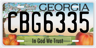 GA license plate CBG6335