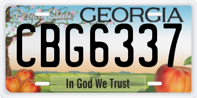 GA license plate CBG6337