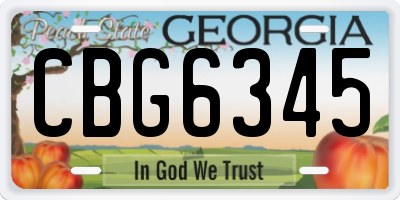 GA license plate CBG6345