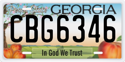 GA license plate CBG6346