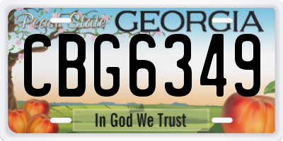 GA license plate CBG6349
