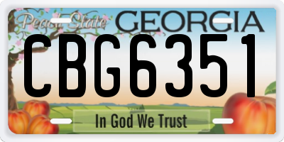 GA license plate CBG6351
