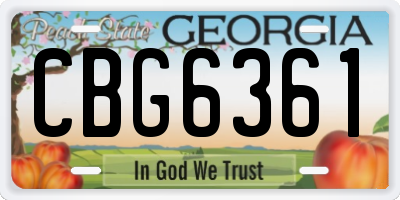 GA license plate CBG6361