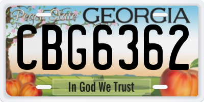 GA license plate CBG6362
