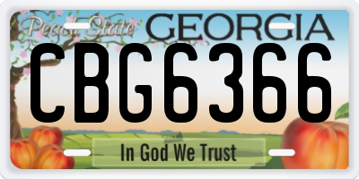 GA license plate CBG6366