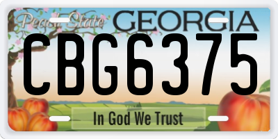 GA license plate CBG6375
