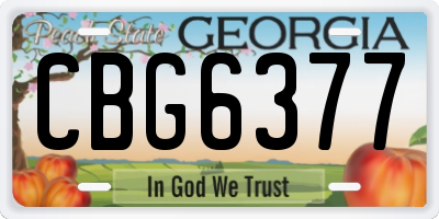 GA license plate CBG6377