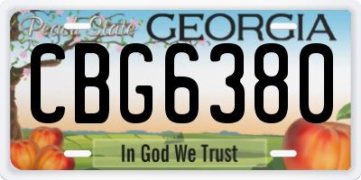 GA license plate CBG6380