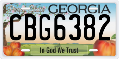 GA license plate CBG6382