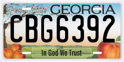 GA license plate CBG6392