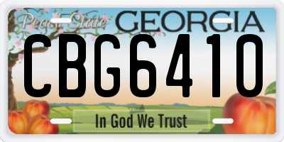 GA license plate CBG6410