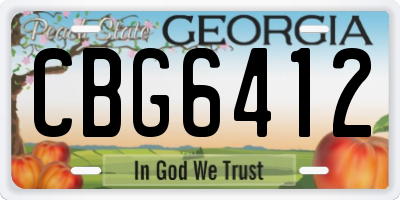 GA license plate CBG6412