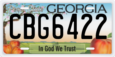 GA license plate CBG6422