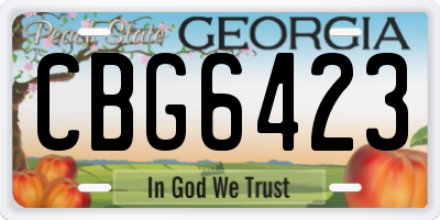 GA license plate CBG6423