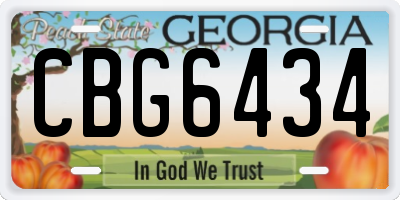 GA license plate CBG6434