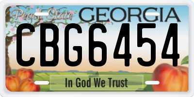 GA license plate CBG6454