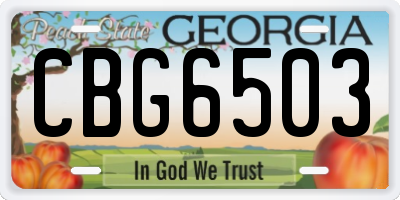 GA license plate CBG6503