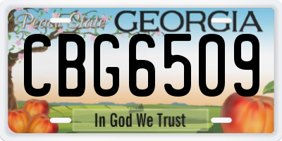 GA license plate CBG6509