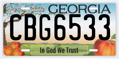 GA license plate CBG6533