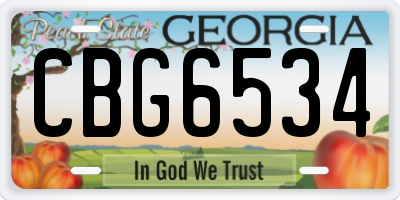 GA license plate CBG6534