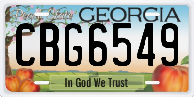 GA license plate CBG6549