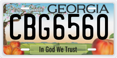 GA license plate CBG6560