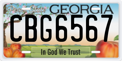 GA license plate CBG6567